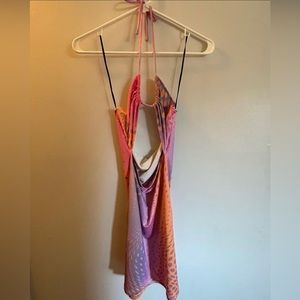 Skimpy Neon Patterned Halter Mini Dress with Cutouts from H&M